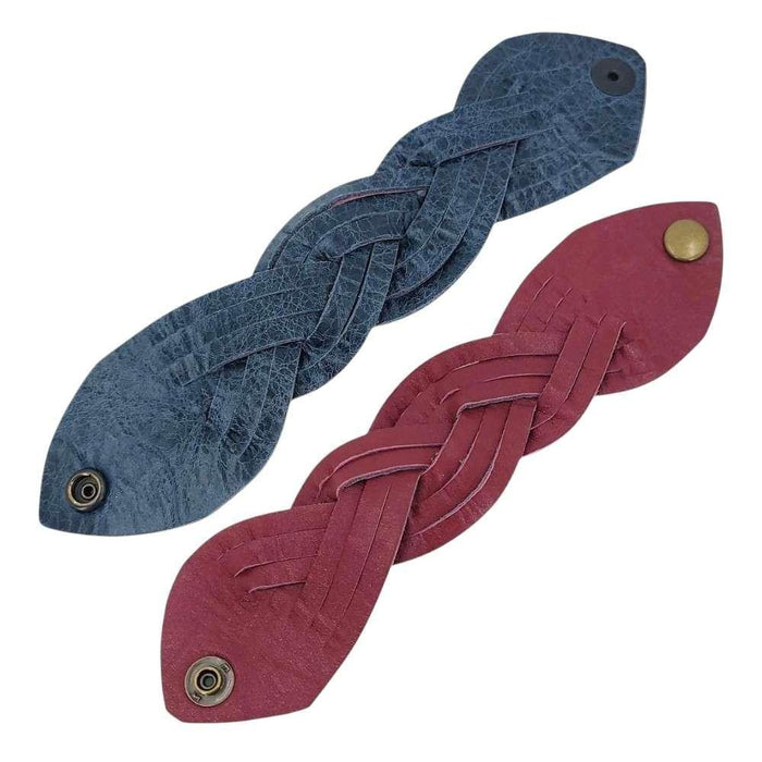 Cuff - Braid Reversible (Cranberry Red and Midnight Blue) by Oliotto