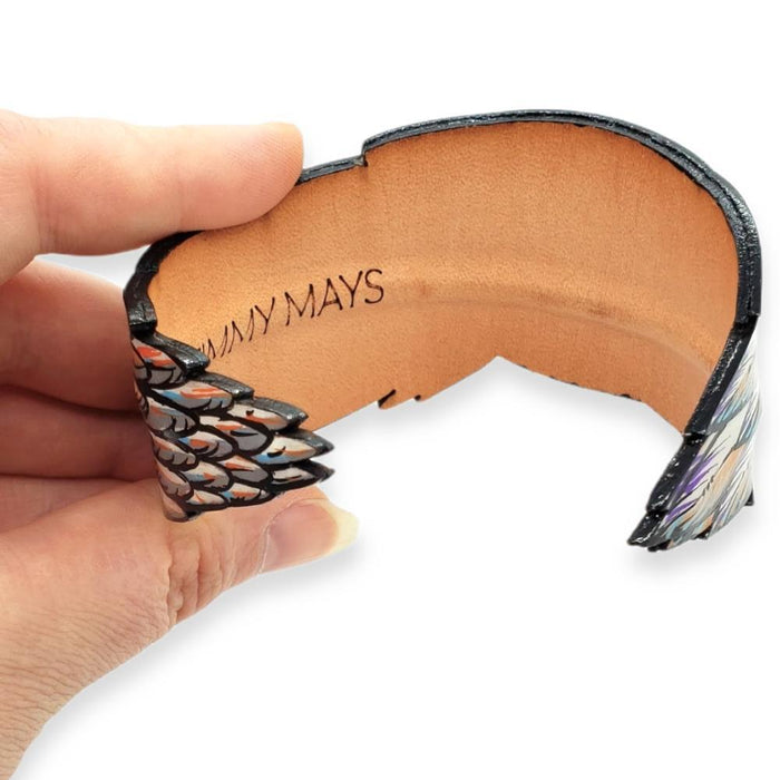 Cuff - Tuft + Plume Hand-painted Leather by Timmy Mays