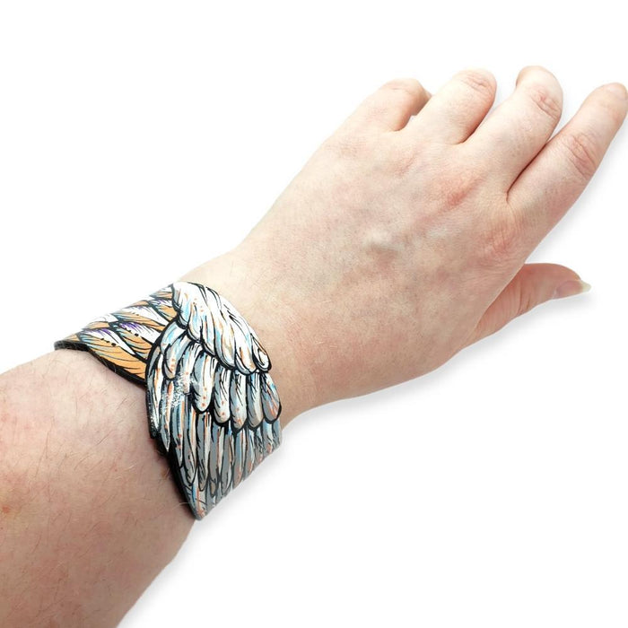 Cuff - Tuft + Plume Hand-painted Leather by Timmy Mays