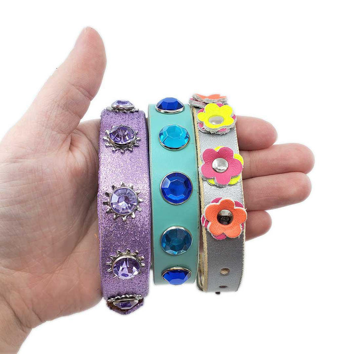 Dog Collar - XS-S - Silver with Multicolor Flowers by Greenbelts
