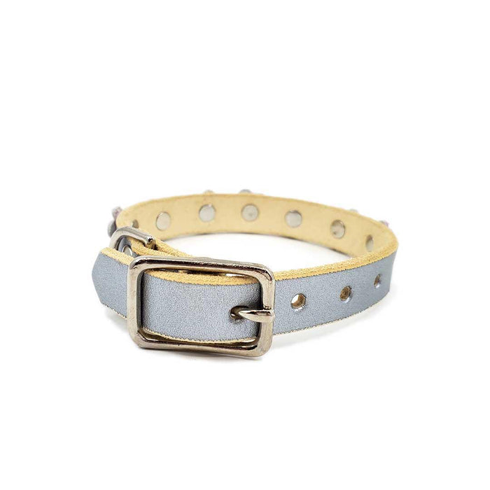Dog Collar - XS-S - Silver with Multicolor Flowers by Greenbelts