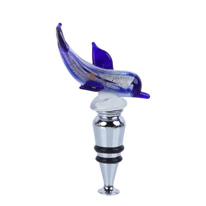 Dolphin Glass Wine Stopper - Dark Blue