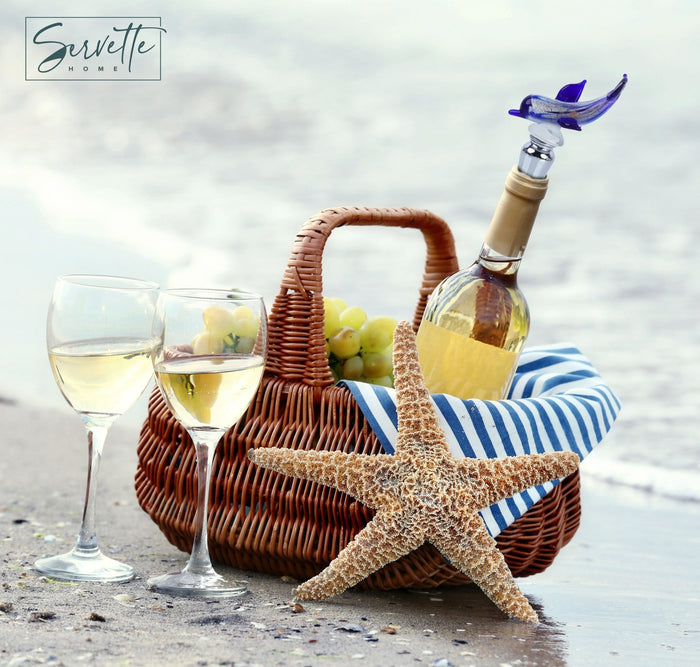 Dolphin Glass Wine Stopper - Dark Blue