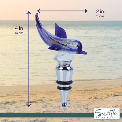 Dolphin Glass Wine Stopper - Dark Blue