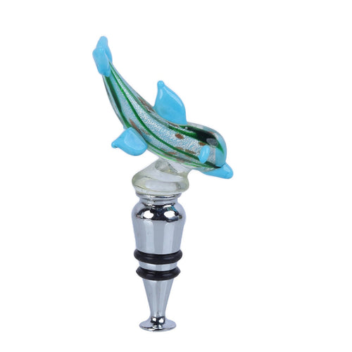 Dolphin Glass Wine Stopper - Dots