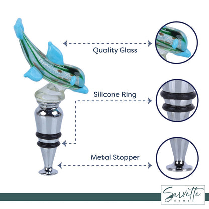 Dolphin Glass Wine Stopper - Dots