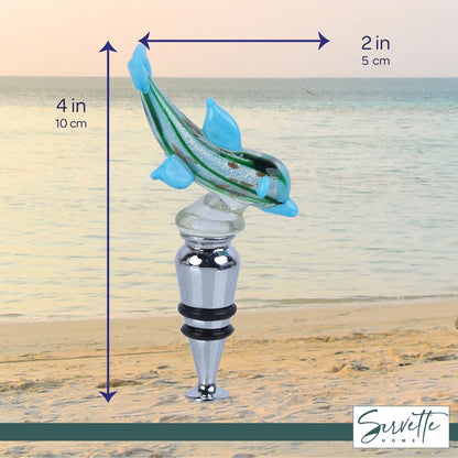Dolphin Glass Wine Stopper - Dots