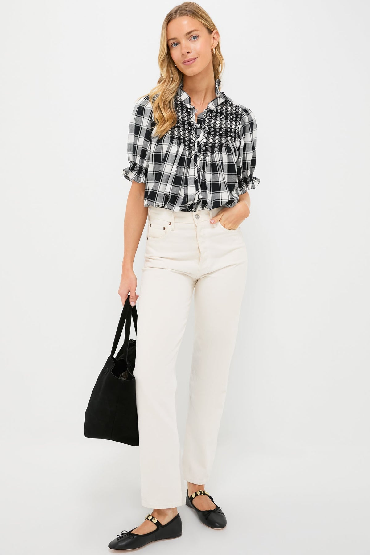Black and White Arena Flannel Milvia Blouse