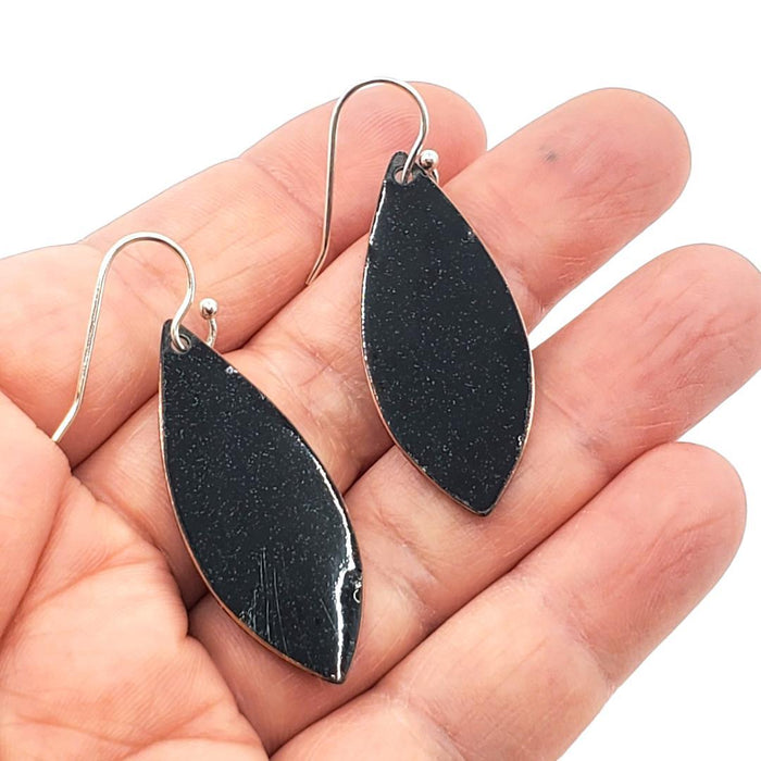 Earrings - Long Marquise (Anemone Floral on Gray) by Magpie Mouse Studios