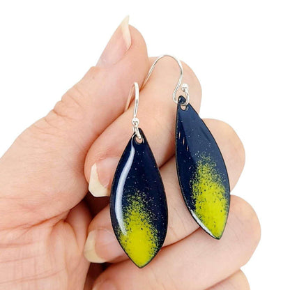 Earrings - Long Marquise (Navy Green Gradient) by Magpie Mouse Studios