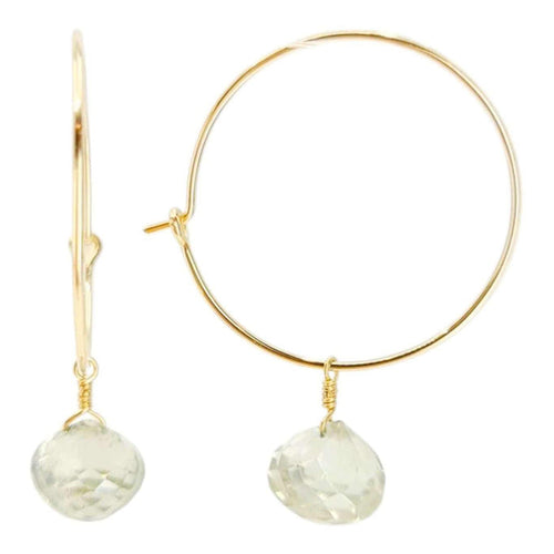 Earrings - Prasiolite Drop Hoops (14k Gold Fill) by Foamy Wader