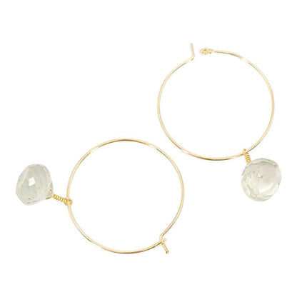 Earrings - Prasiolite Drop Hoops (14k Gold Fill) by Foamy Wader