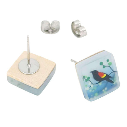 Earrings - Red Wing Blackbird Studs by Fernworks