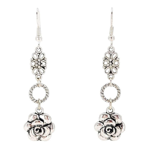 Earrings - Rose Ring Drops (Silver Plate) by Tiny Aloha