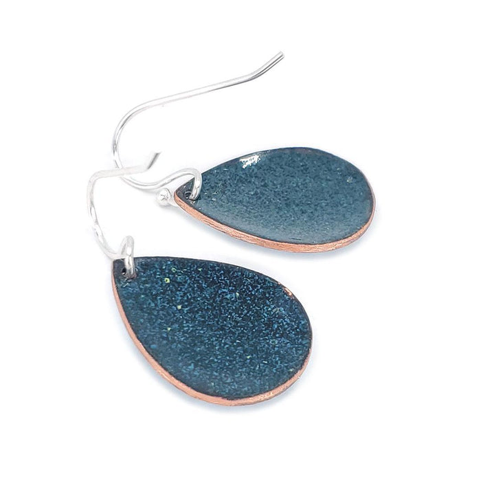 Earrings - Small Teardrop (Lotus on Solid White) by Magpie Mouse Studios