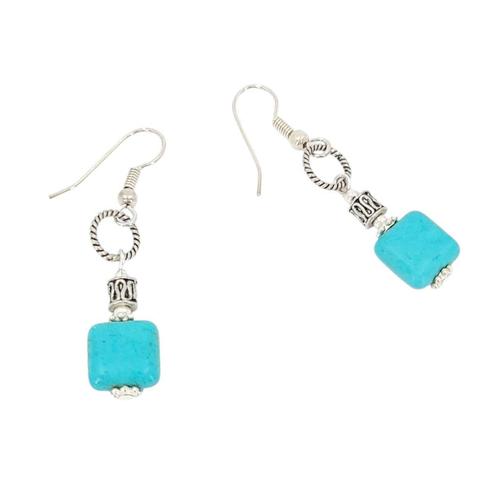 Earrings - Square Ring Drops (Howlite) by Tiny Aloha