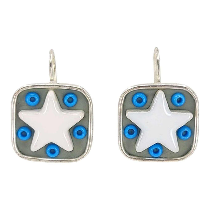 Earrings - Square Star Baby (White Stars) by XV Studios