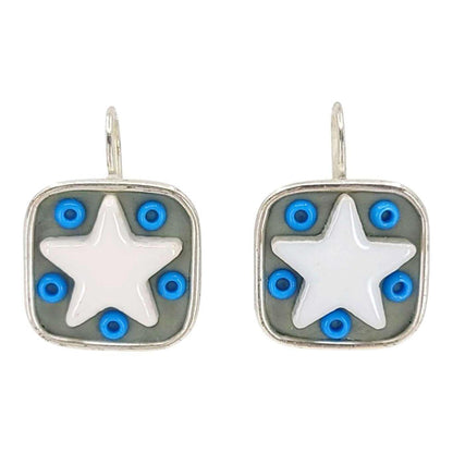 Earrings - Square Star Baby (White Stars) by XV Studios