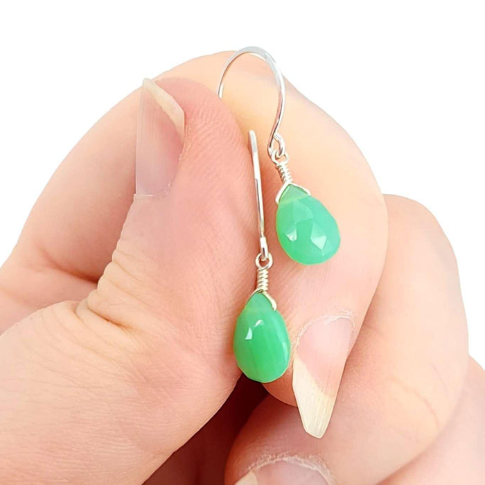 Earrings - Sterling Gemstone Drops (Chrysoprase) by Foamy Wader