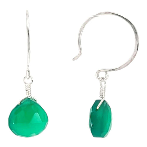 Earrings - Sterling Gemstone Drops (Green Onyx) by Foamy Wader