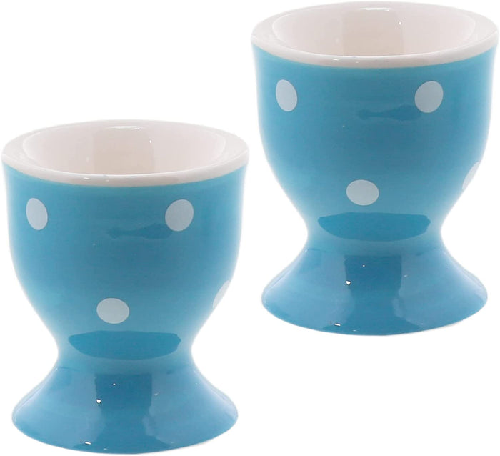 Egg Cup Polka Dot Soft Boiled Egg Holder - Set of 2 (Blue)