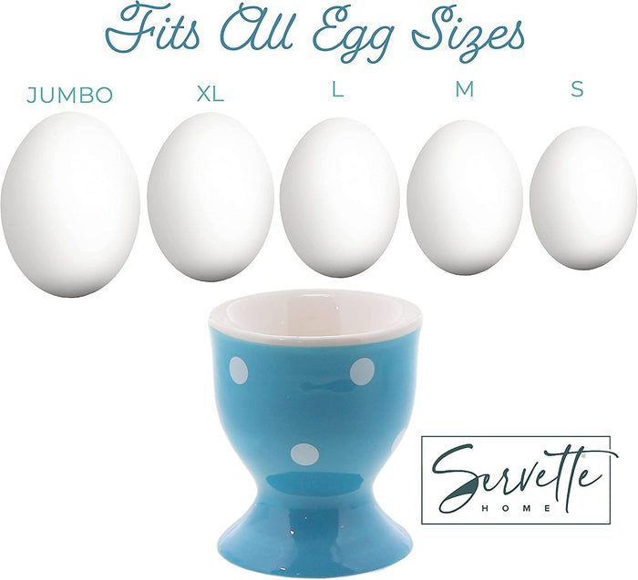 Egg Cup Polka Dot Soft Boiled Egg Holder - Set of 2 (Blue)