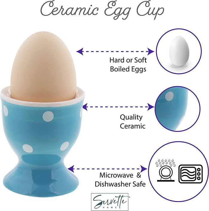 Egg Cup Polka Dot Soft Boiled Egg Holder - Set of 2 (Blue)