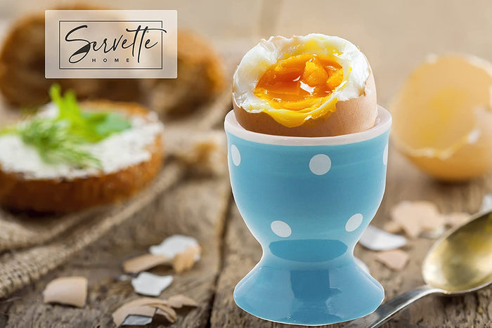 Egg Cup Polka Dot Soft Boiled Egg Holder - Set of 2 (Blue)