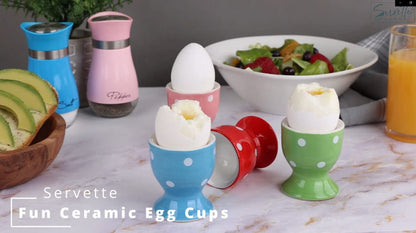 Egg Cup Polka Dot Soft Boiled Egg Holder - Set of 2 (Blue)