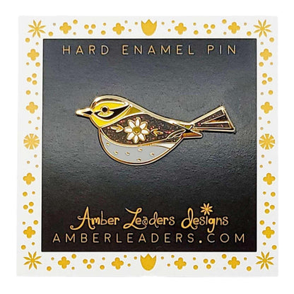 Enamel Pin - Townsend Warbler with Glitter by Amber Leaders Designs