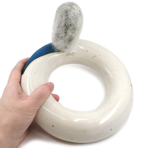Extra Large Plush Cactus - Espostoa Melanostele in Teal Donut Pot by Hook And Wheel