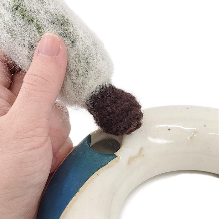 Extra Large Plush Cactus - Espostoa Melanostele in Teal Donut Pot by Hook And Wheel