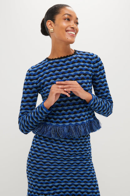 Blue and Black Profundo Long Sleeve Top