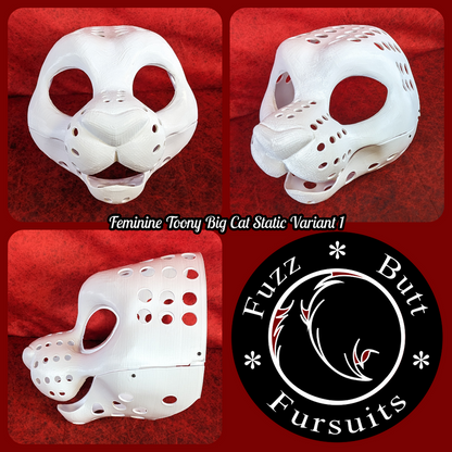 Feminine Toony Big Cat Static Jaw Head Base Variant 1