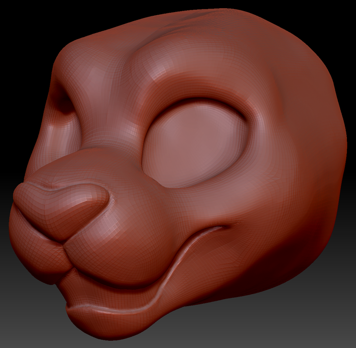 Feminine Toony Big Cat Static Jaw Head Base Variant 1