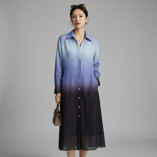 Robe longue dégradée fluide pour femme - Style K-fashion estival - Taille S