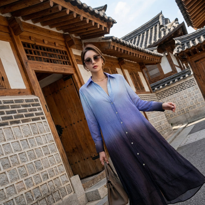 Robe longue dégradée fluide pour femme - Style K-fashion estival