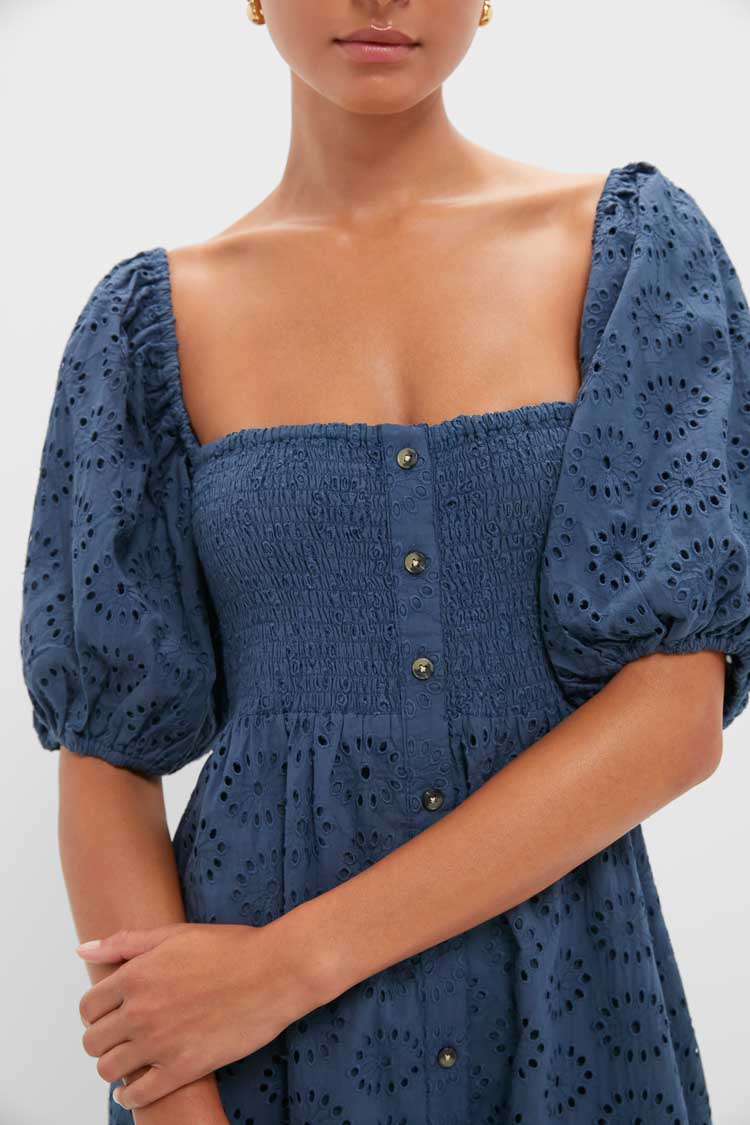Blue Indigo Eyelet Santiago 4 Maxi Dress