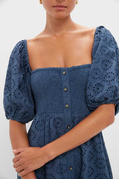 Blue Indigo Eyelet Santiago 4 Maxi Dress
