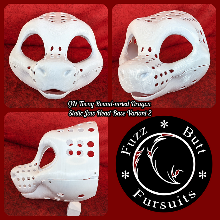 Gender Neutral Toony Round-nosed Dragon Static Jaw Head Base Variant 2