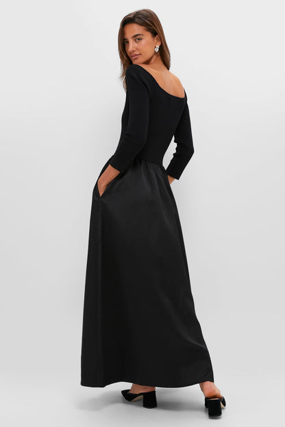 Black Dupioni Clea Dress