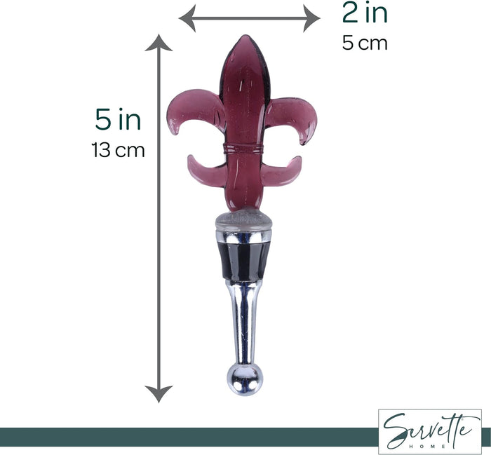 Glass Fleur De Lis Wine Stopper - Purple