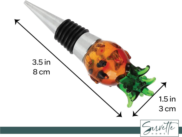 Glass Wine Bottle Stopper with  Pineapple Top