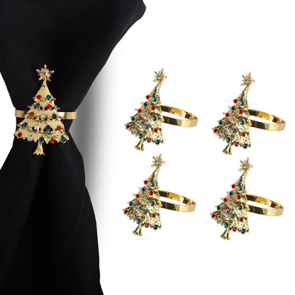 Gold Christmas Tree Napkin Rings
