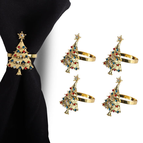 Gold Christmas Tree Napkin Rings