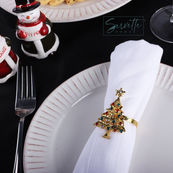 Gold Christmas Tree Napkin Rings