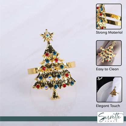 Gold Christmas Tree Napkin Rings