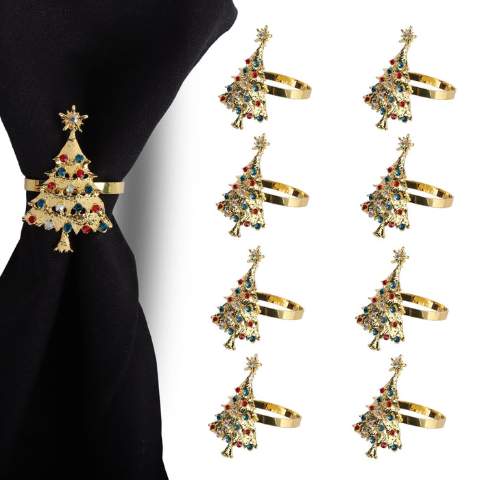 Gold Christmas Tree Napkin Rings
