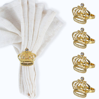 Gold Crown Napkin Rings with Diamond