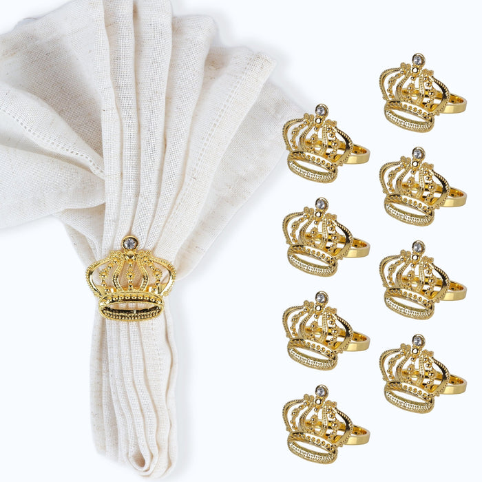 Gold Crown Napkin Rings with Diamond